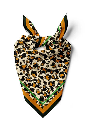 F19 Kadın Kahve Suluboya Desenli 50x50 Bandana