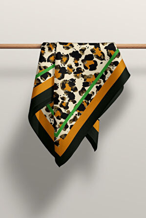 F19 Kadın Kahve Suluboya Desenli 50x50 Bandana