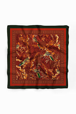 Kadın Kiremit Kahverengi Sultan  Desenli 50x50 Bandana