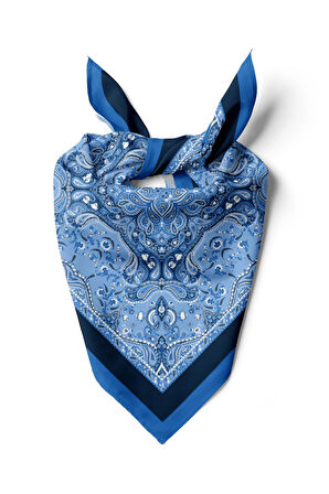 Kadın  Mavi Lacivert Dear Desenli 50x50 Bandana