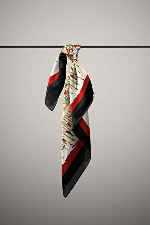 A29 Kadın Kiremit Ekru African Desenli 50x50 Bandana