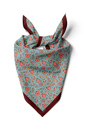 Kadın Açık Mavi Küçük Nar Desenli 50x50 Bandana
