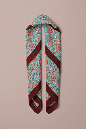 Kadın Açık Mavi Küçük Nar Desenli 50x50 Bandana