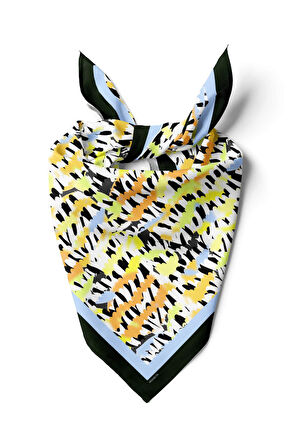 V39 Kadın Sarı Suluboya Desenli 50x50 Bandana HYL DG01281-22