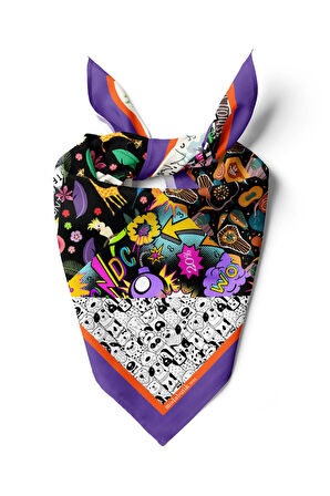 G74 Papatya Desenli Yeşil Kahve Köpek Bandanası DG5644 45x45