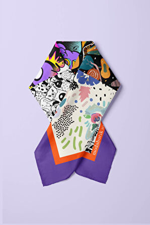 G74 Papatya Desenli Yeşil Kahve Köpek Bandanası DG5644 45x45