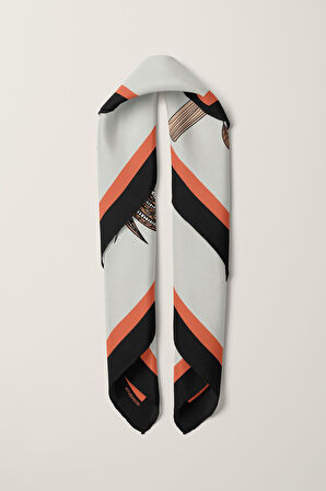 D73 Kadın Krem Ethnic Owl Desenli 50x50 Bandana HYL DG0660-22