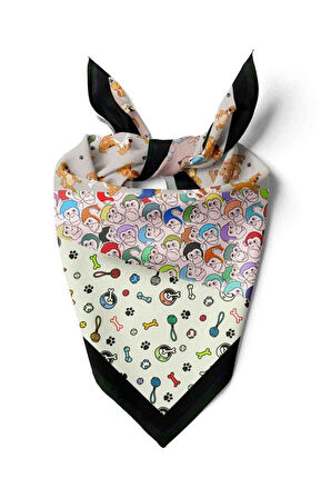 D4 Dog Monkey Desenli Krem Kırmızı Köpek Bandanası DG5575 45x45