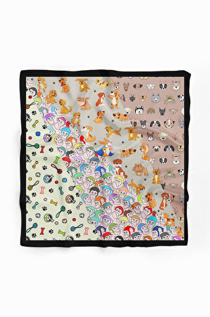 D4 Dog Monkey Desenli Krem Kırmızı Köpek Bandanası DG5575 45x45