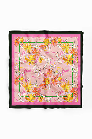 G33 Kadın Krem Yaprak Desenli 50x50 Bandana HYL DG01277-22