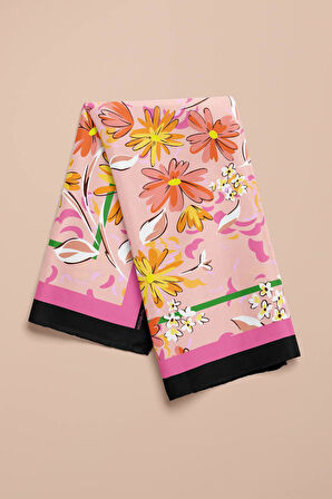 G33 Kadın Krem Yaprak Desenli 50x50 Bandana HYL DG01277-22