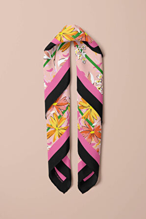 G33 Kadın Krem Yaprak Desenli 50x50 Bandana HYL DG01277-22