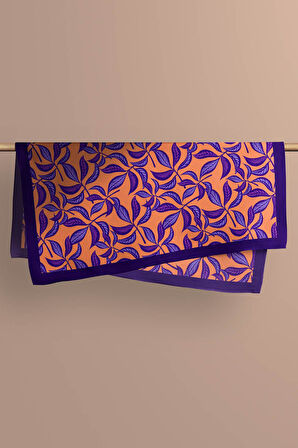 Kadın Mor Turuncu Basil Desenli 50x50 Bandana HYL DG0801-22