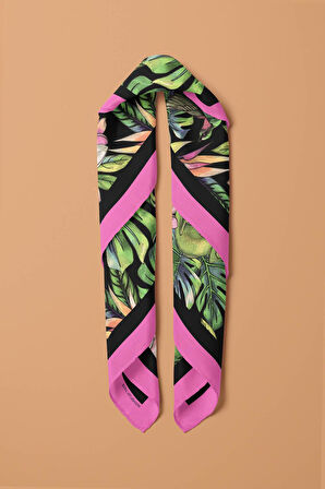 H32 Kadın Yeşil Yaprak Desenli 50x50 Bandana DG01408-22