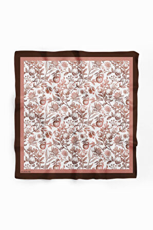 F94 Kadın Kahverengi Burgeon Desenli 50x50 Bandana HYL DG0942-22