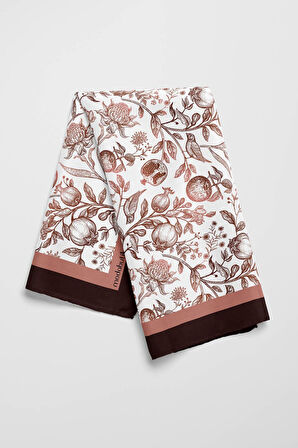 F94 Kadın Kahverengi Burgeon Desenli 50x50 Bandana HYL DG0942-22