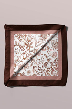 F94 Kadın Kahverengi Burgeon Desenli 50x50 Bandana HYL DG0942-22