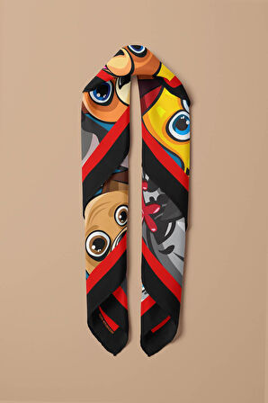 H27 Kadın Karışık Animal Friends Desenli 50x50 Bandana HYL DG0524-22