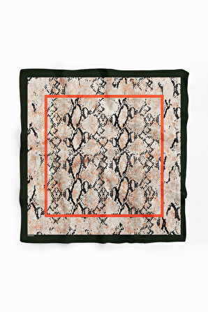 Z38 Kadın sarı mamba Desenli 50x50 Bandana HYL DG01617-22