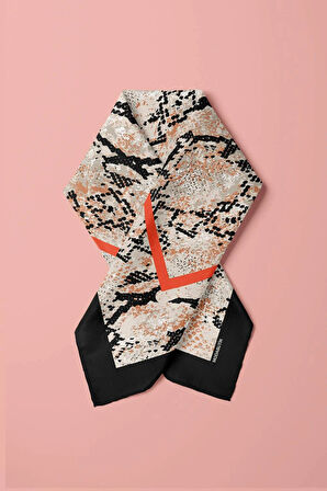 Z38 Kadın sarı mamba Desenli 50x50 Bandana HYL DG01617-22