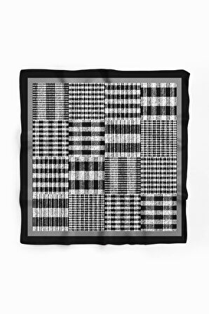 Kadın Siyah Beyaz Kareli Desenli 50x50 Bandana HYL DG0810-22