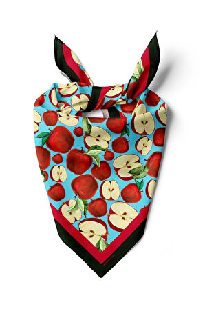 G65 Kadın Kırmızı Krem Apple Desenli 50x50 Bandana HYL DG01058-22