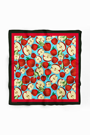 G65 Kadın Kırmızı Krem Apple Desenli 50x50 Bandana HYL DG01058-22