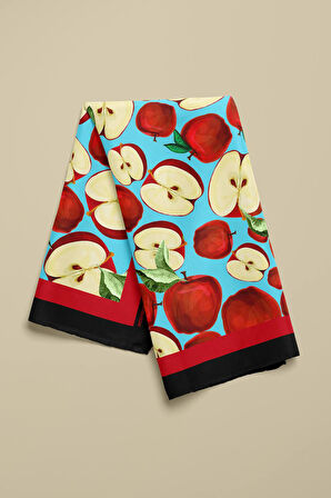 G65 Kadın Kırmızı Krem Apple Desenli 50x50 Bandana HYL DG01058-22