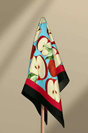 G65 Kadın Kırmızı Krem Apple Desenli 50x50 Bandana HYL DG01058-22