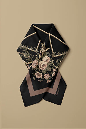 Kadın Yeşil Divan Desenli 50x50 Bandana HYL DG0963-22