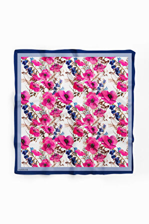 G54 Kadın Pembe Açık Mavi Gelincik Desenli 50x50 Bandana HYL DG0953-22