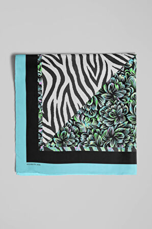 D60 Kadın Yeşil Zebra Desenli 50x50 Bandana HYL DG01431-22