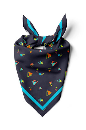 D13 Kadın Siyah  Üçgen Desenli 50x50 Bandana HYL DG0830-22