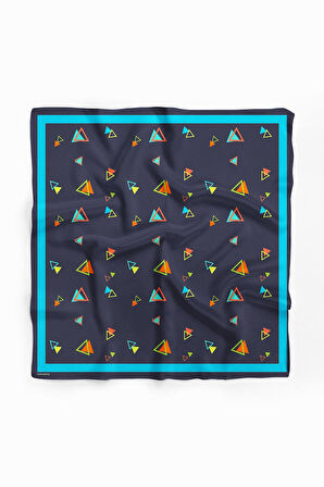 D13 Kadın Siyah  Üçgen Desenli 50x50 Bandana HYL DG0830-22