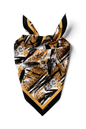 Kadın Kahve Siyah Leopar Desenli 50x50 Bandana