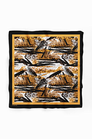 Kadın Kahve Siyah Leopar Desenli 50x50 Bandana