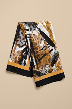 Kadın Kahve Siyah Leopar Desenli 50x50 Bandana