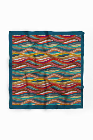 D68 Kadın Çok Renkli Dokuma Desenli 50x50 Bandana DG0413-22