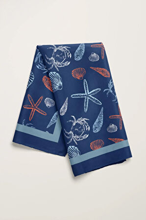 Kadın Lacivert Shell Desenli 50x50 Bandana