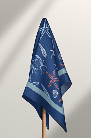 Kadın Lacivert Shell Desenli 50x50 Bandana