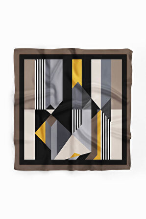 G42 Kadın Gri Geometrik Desenli 50x50 Bandana DG01526-22