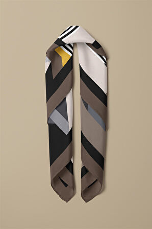 G42 Kadın Gri Geometrik Desenli 50x50 Bandana DG01526-22