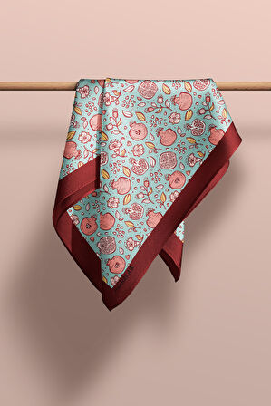 Kadın Açık Mavi Küçük Nar Desenli 50x50 Bandana DG0736