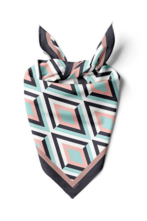 Z13 Kadın Büyük Baklava Desenli 50x50 Bandana DG0722-22