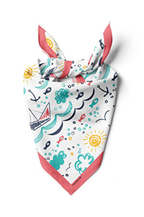 G69 Kadın Kayık Desenli 50x50 Bandana HYL DG0787-22