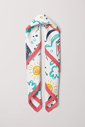 G69 Kadın Kayık Desenli 50x50 Bandana HYL DG0787-22