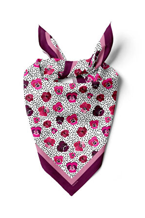 D20 Kadın Menekşe Desenli 50x50 Bandana HYL DG0893-22