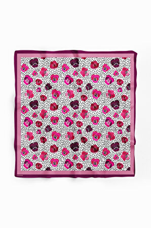 D20 Kadın Menekşe Desenli 50x50 Bandana HYL DG0893-22