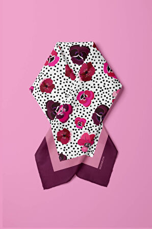 D20 Kadın Menekşe Desenli 50x50 Bandana HYL DG0893-22