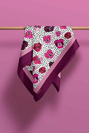 D20 Kadın Menekşe Desenli 50x50 Bandana HYL DG0893-22
